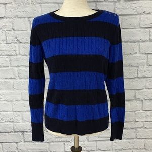 COPY - Talbots cable knit crew sweater navy/blue …